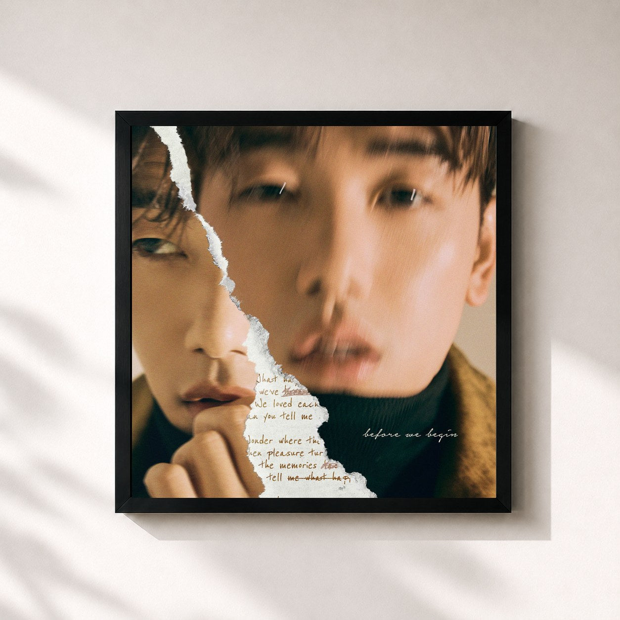 #noir Tableau carré de l'album Before We Begin de Eric Nam, cadre noir 32x32 cm