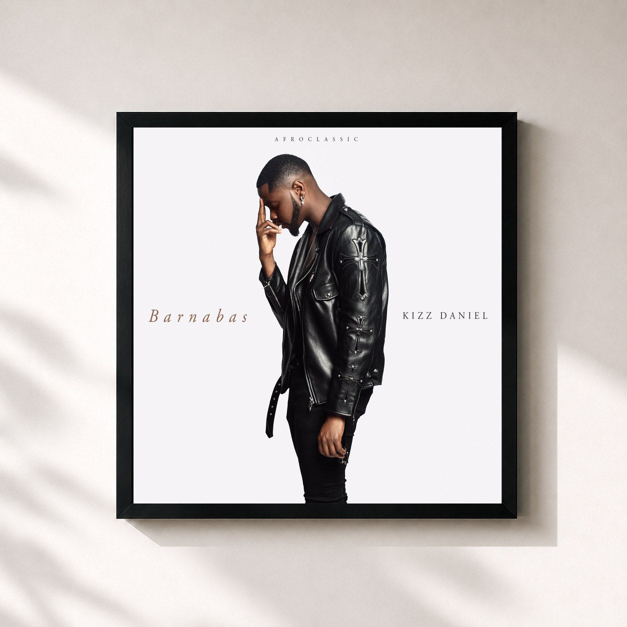 #noir Tableau carré de l'album Barnabas de Kizz Daniel, cadre noir 32x32 cm