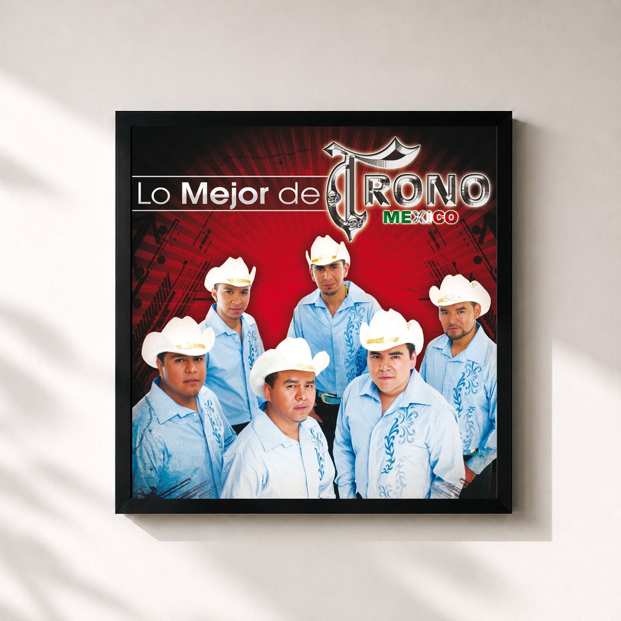 #noir Tableau carré de l'album Lo Mejor De de El Trono de Mexico, cadre noir 32x32 cm