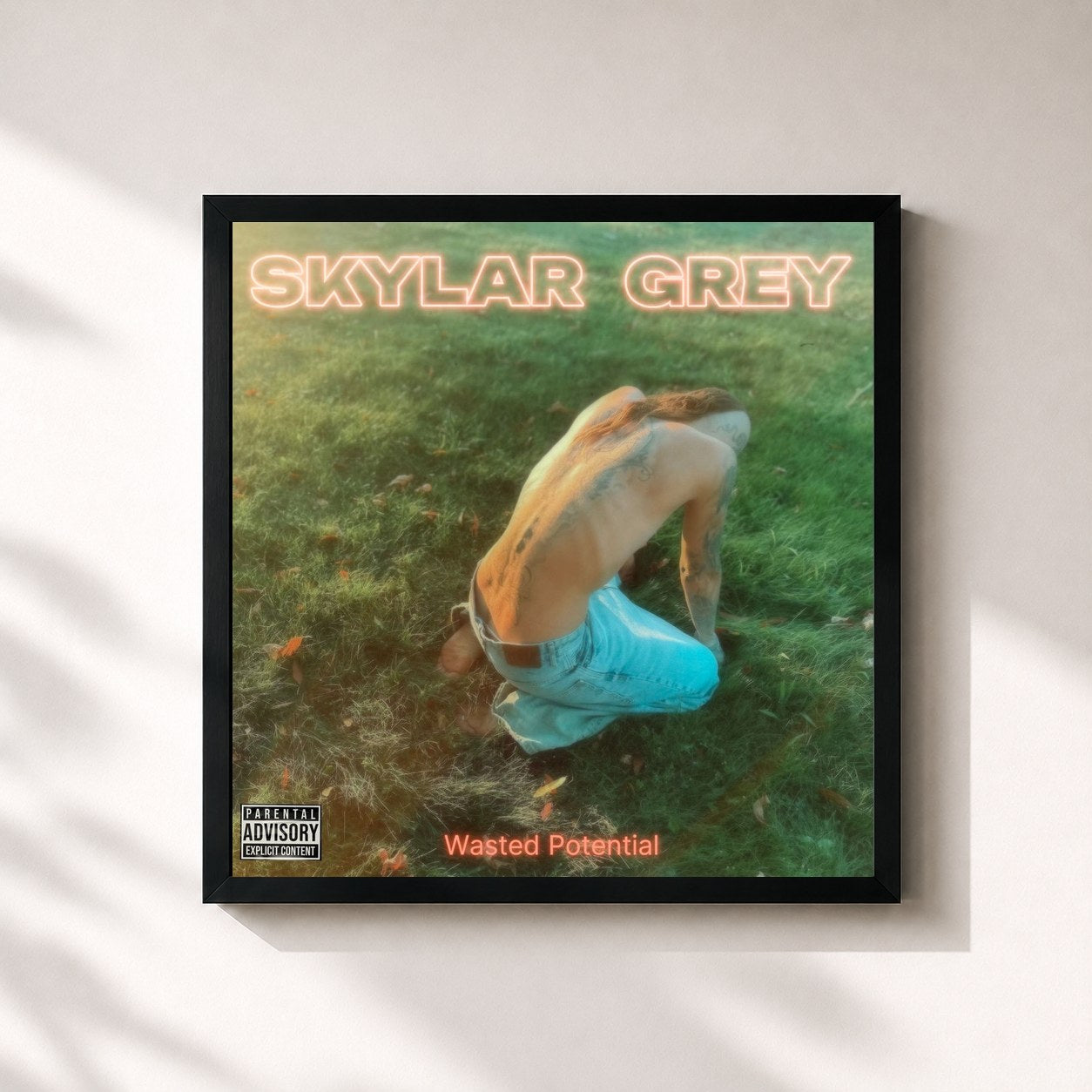 #noir Tableau carré de l'album Wasted Potential de Skylar Grey, cadre noir 32x32 cm