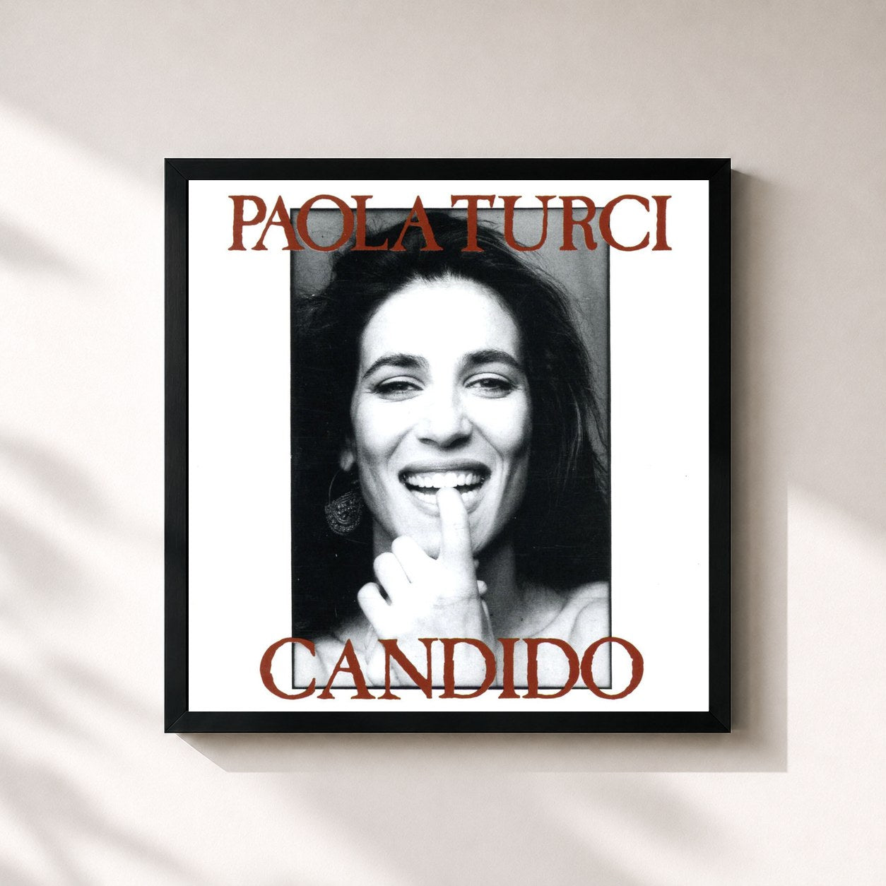 #noir Tableau carré de l'album Candido de Paola Turci, cadre noir 32x32 cm