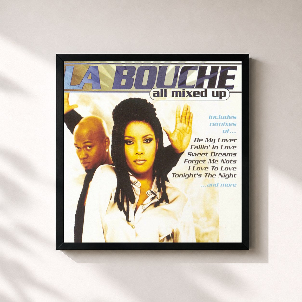#noir Tableau carré de l'album All Mixed Up de La Bouche, cadre noir 32x32 cm