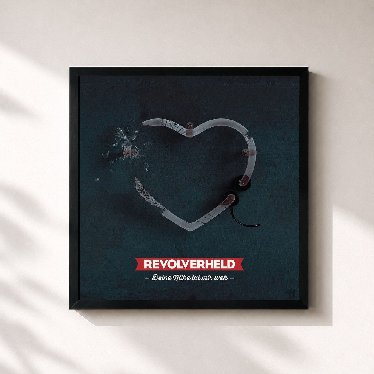 #noir Tableau carré de l'album Deine Nähe tut mir weh - EP de Revolverheld, cadre noir 32x32 cm