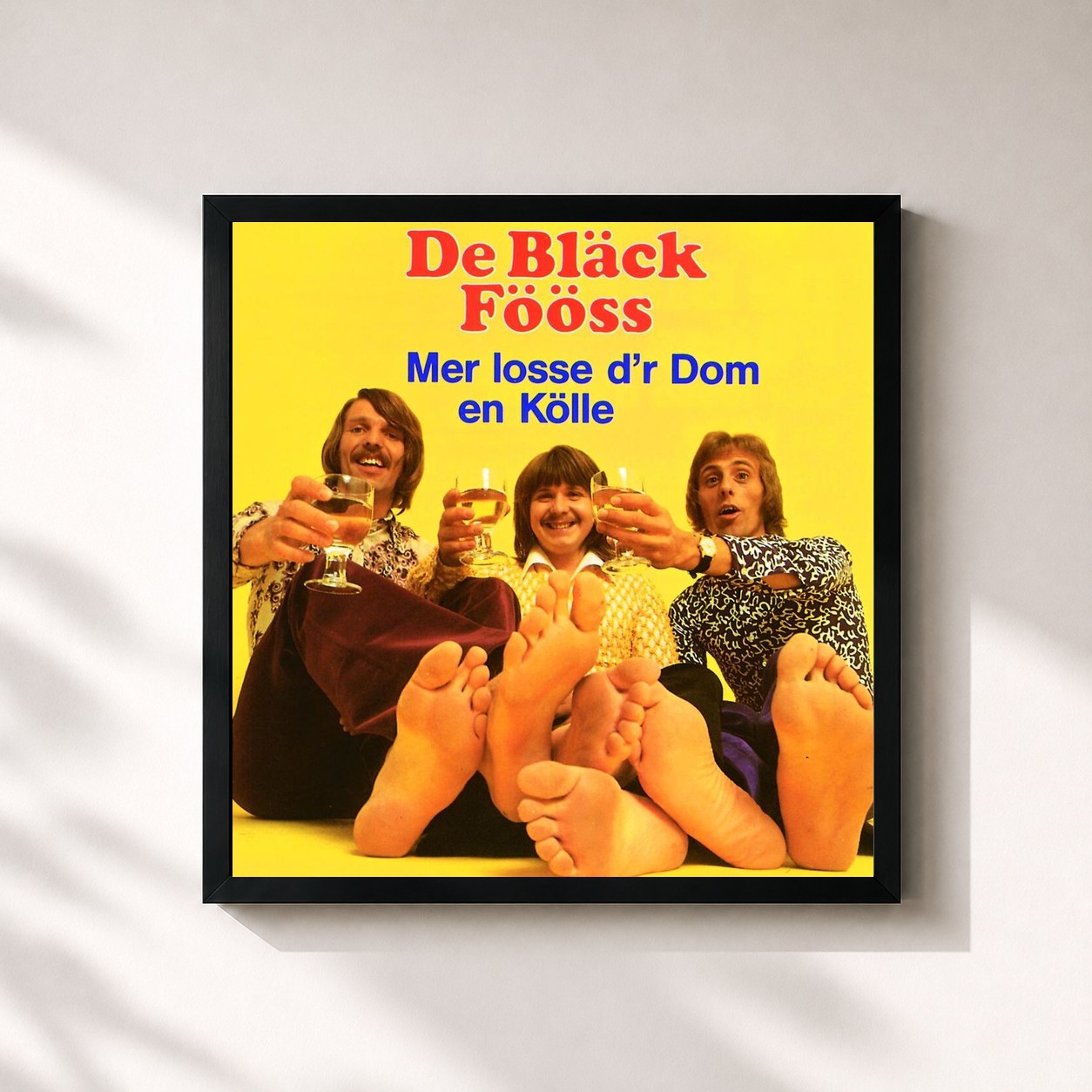 #noir Tableau carré de l'album Mer losse d'r Dom en Kölle de Bläck Fööss, cadre noir 32x32 cm