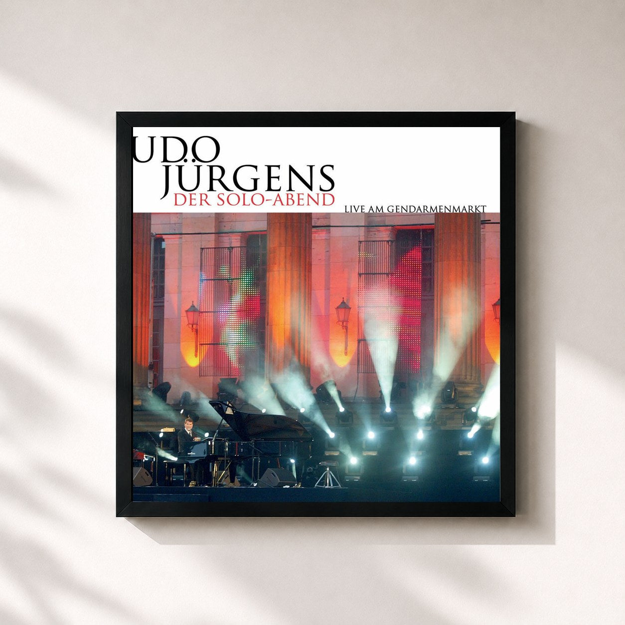 #noir Tableau carré de l'album Der Solo-Abend de Udo Jürgens, cadre noir 32x32 cm