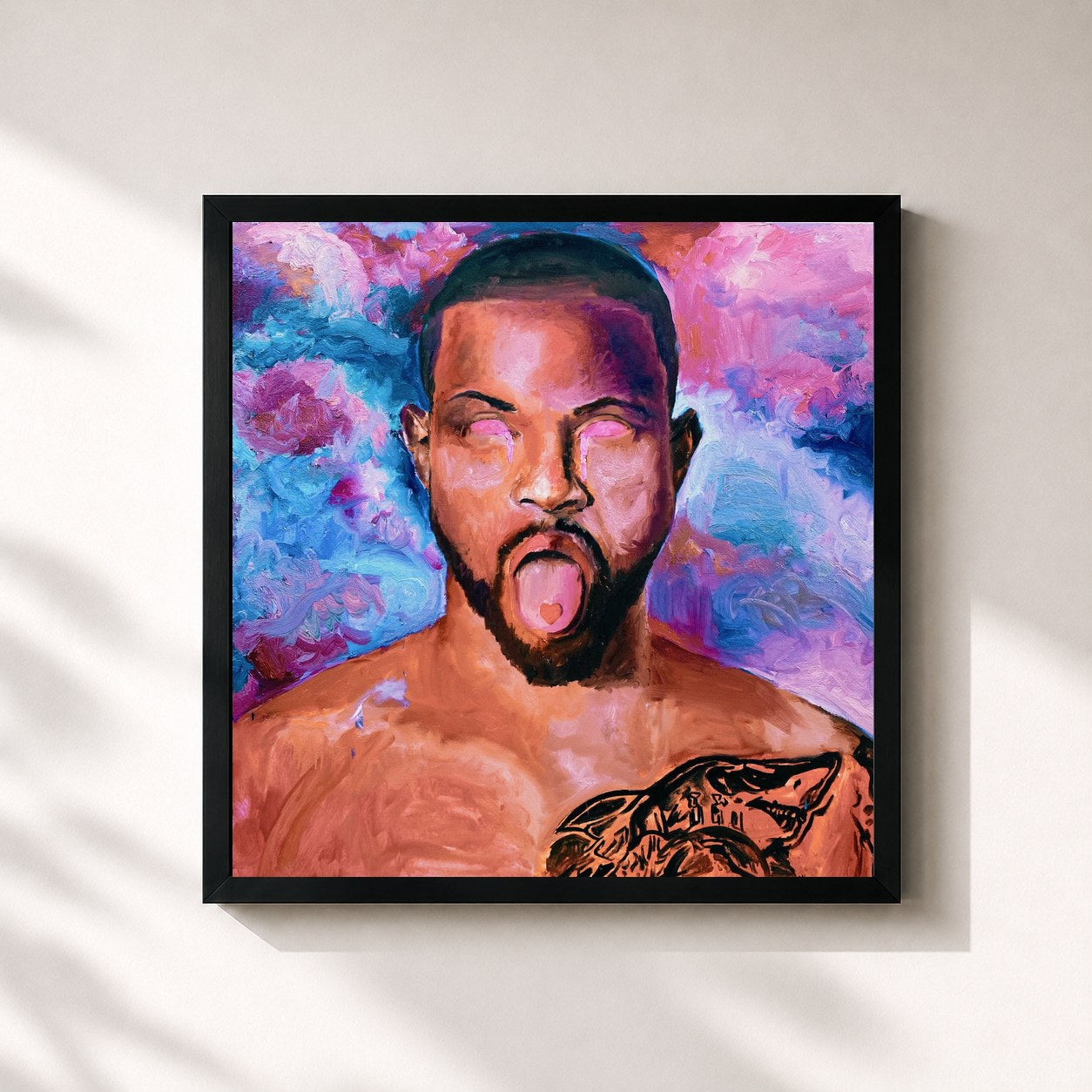 #noir Tableau carré de l'album The Love Language de Trevor Jackson, cadre noir 32x32 cm