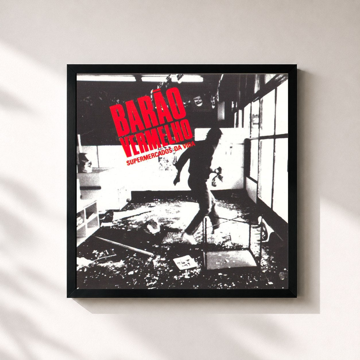 #noir Tableau carré de l'album Supermercados da Vida de Barão Vermelho, cadre noir 32x32 cm