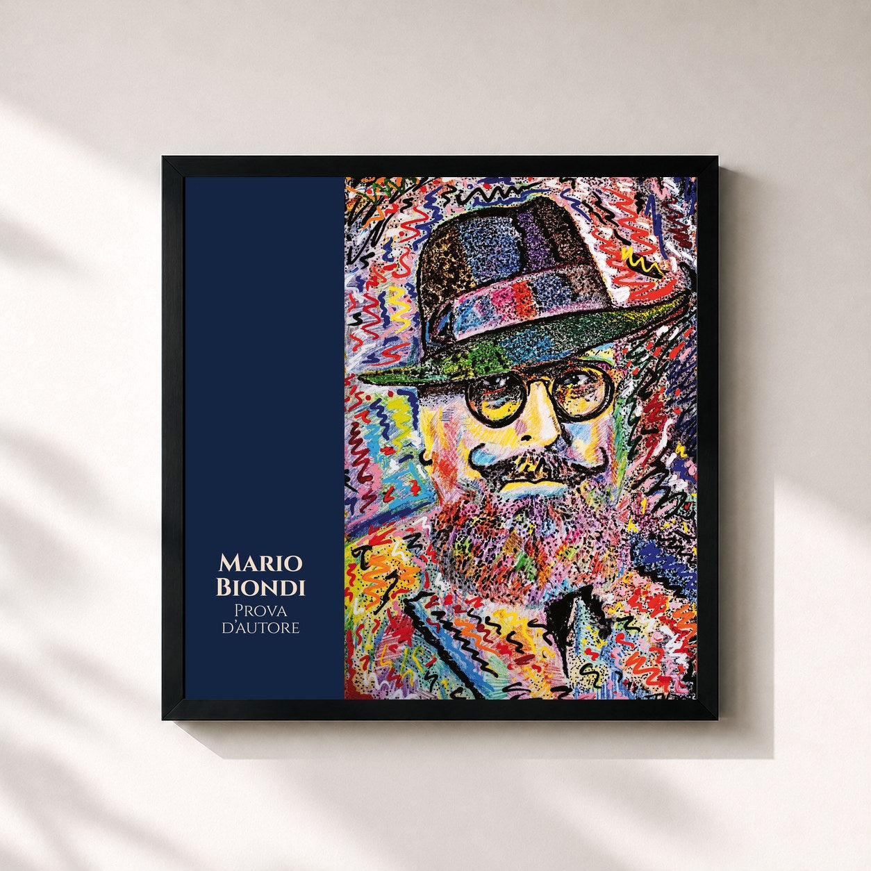 #noir Tableau carré de l'album PROVA D'AUTORE de Mario Biondi, cadre noir 32x32 cm