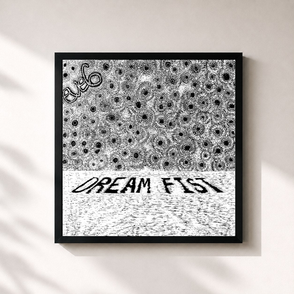#noir Tableau carré de l'album Dream Fist de Eve 6, cadre noir 32x32 cm
