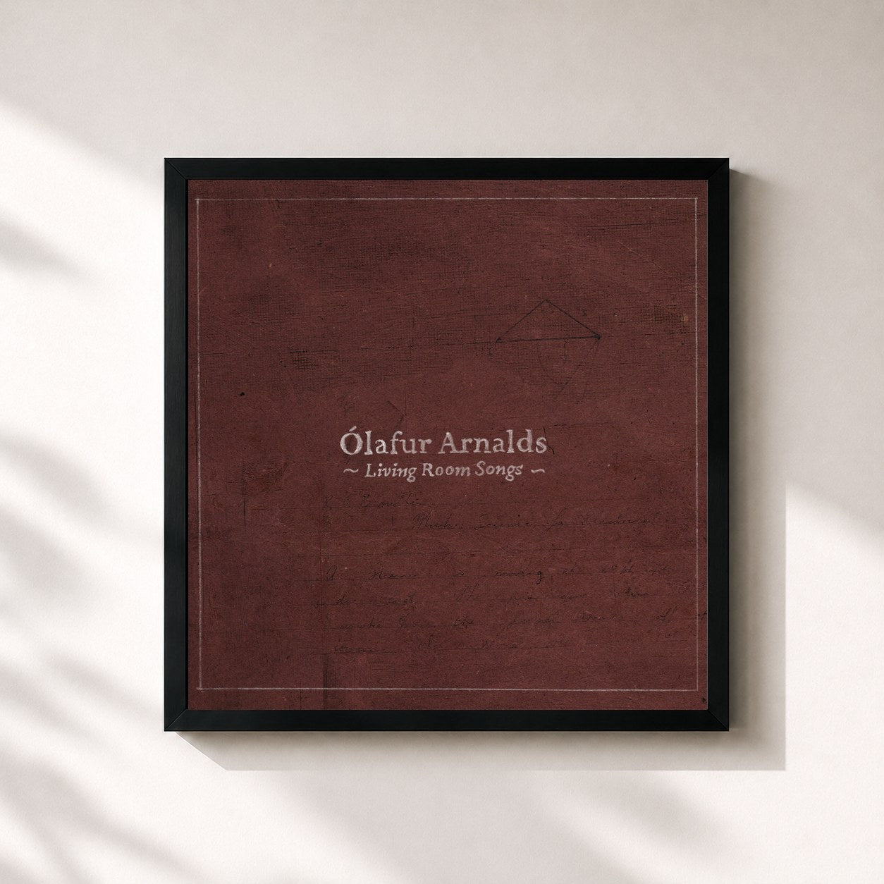 #noir Tableau carré de l'album Living Room Songs de Ólafur Arnalds, cadre noir 32x32 cm
