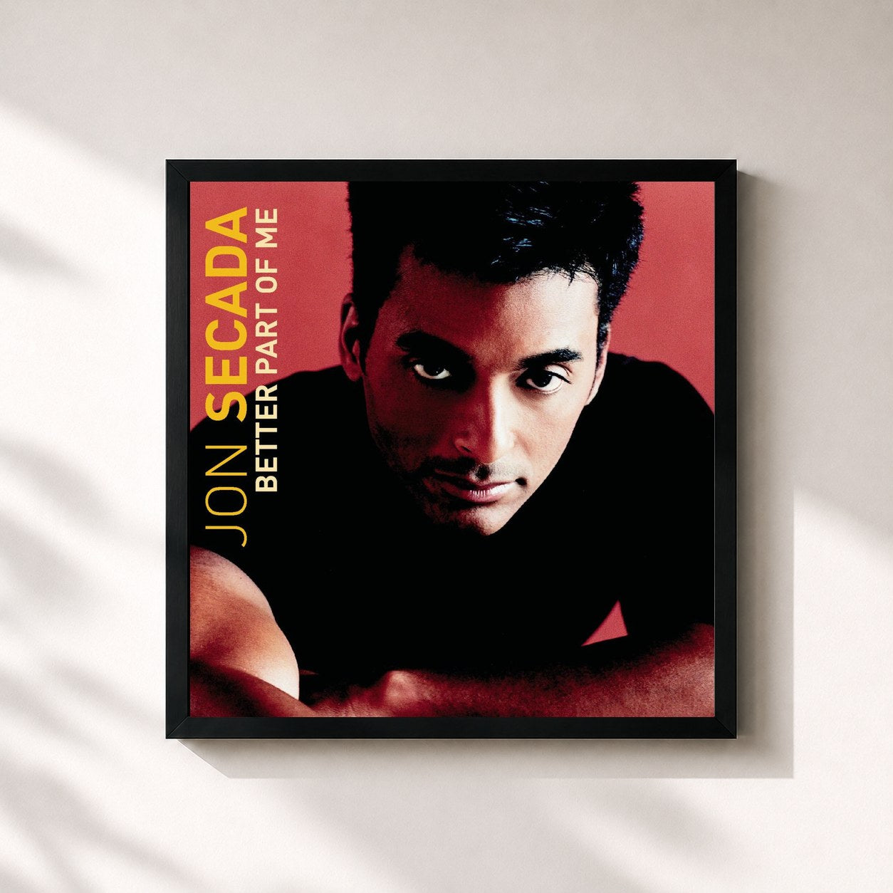 #noir Tableau carré de l'album Better Part Of Me de Jon Secada, cadre noir 32x32 cm