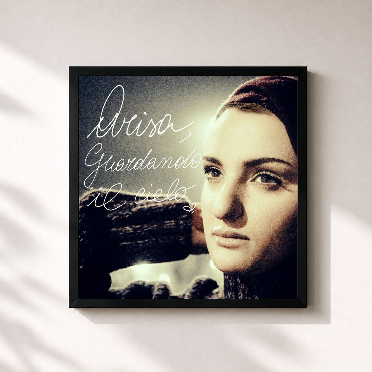 #noir Tableau carré de l'album Guardando il cielo de Arisa, cadre noir 32x32 cm