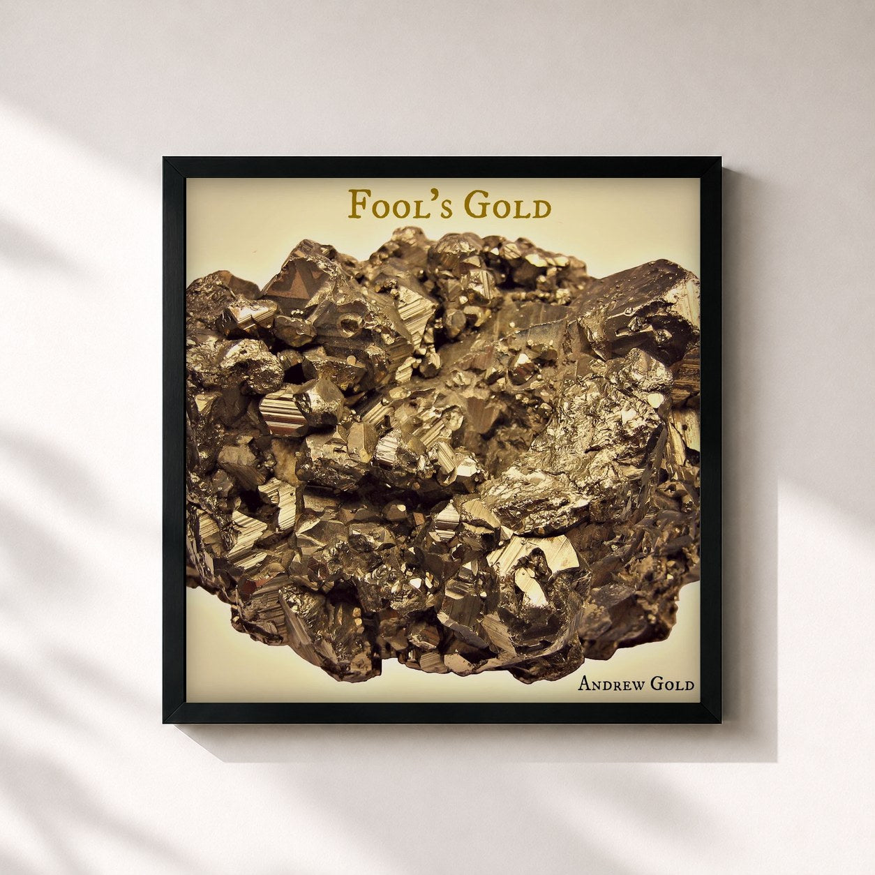 #noir Tableau carré de l'album Fool's Gold de Andrew Gold, cadre noir 32x32 cm