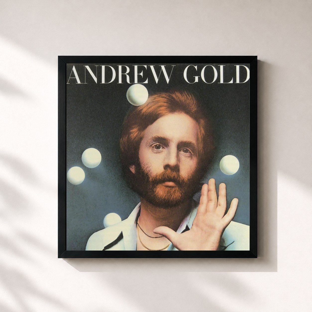 #noir Tableau carré de l'album Andrew Gold de Andrew Gold, cadre noir 32x32 cm