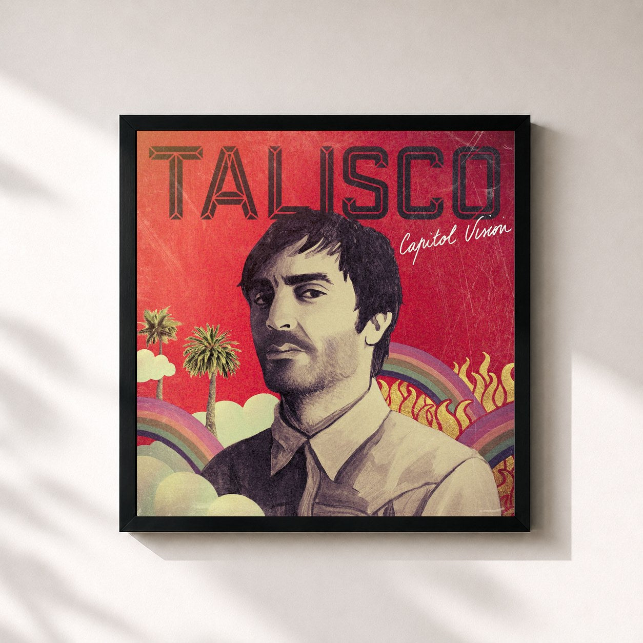 #noir Tableau carré de l'album Capitol Vision de Talisco, cadre noir 32x32 cm