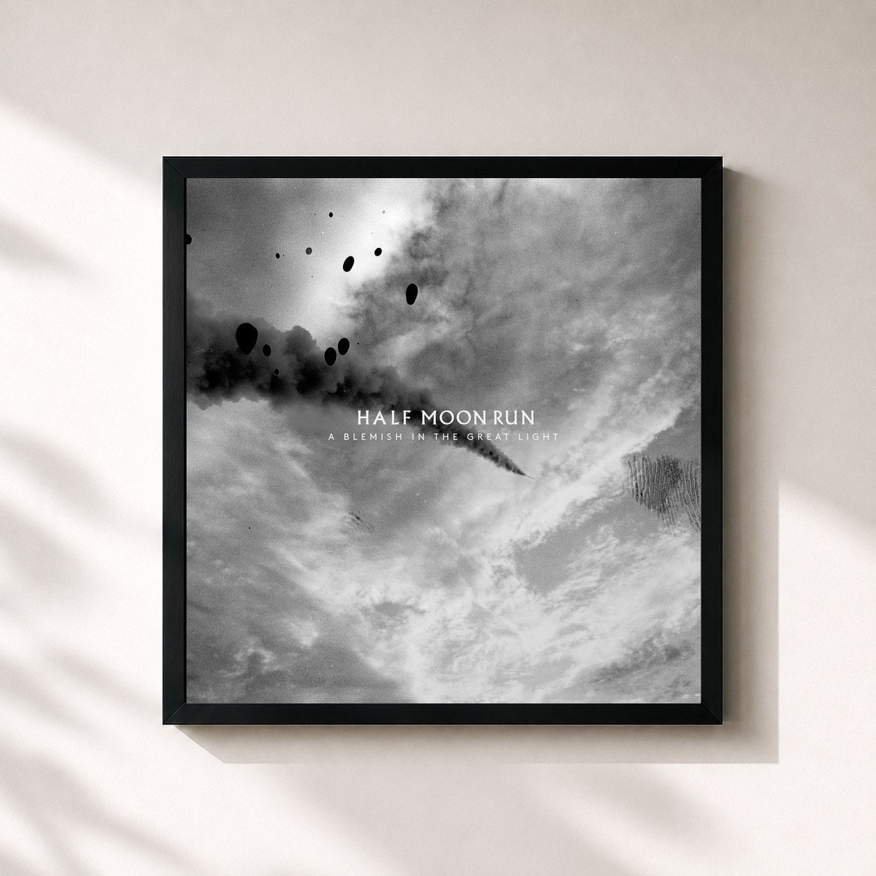 #noir Tableau carré de l'album A Blemish in the Great Light de Half Moon Run, cadre noir 32x32 cm