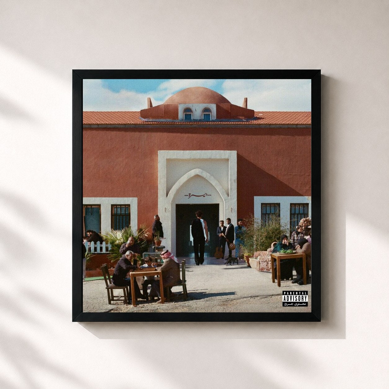 #noir Tableau carré de l'album DEIRA de Saint Levant, cadre noir 32x32 cm