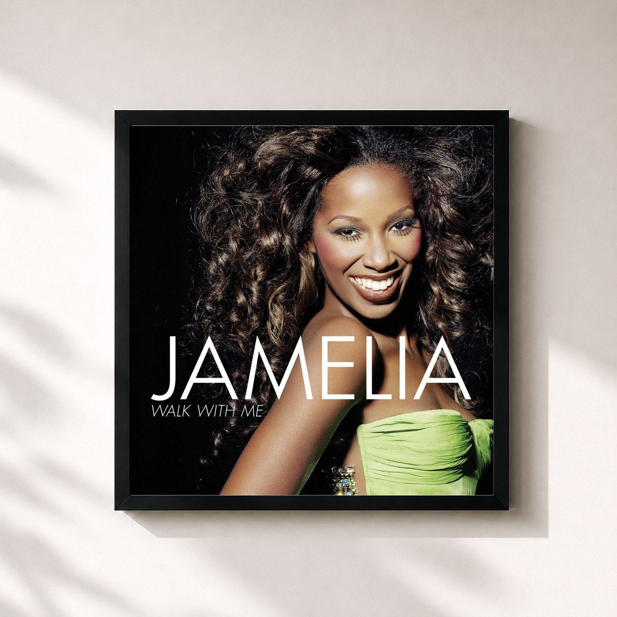 #noir Tableau carré de l'album Walk with Me de Jamelia, cadre noir 32x32 cm