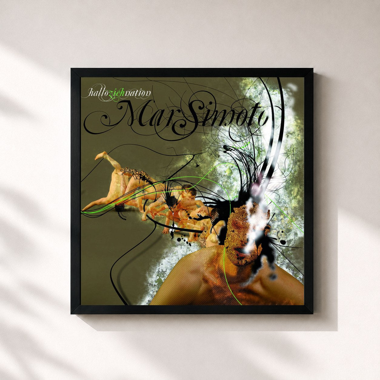 #noir Tableau carré de l'album Halloziehnation de Marsimoto, cadre noir 32x32 cm