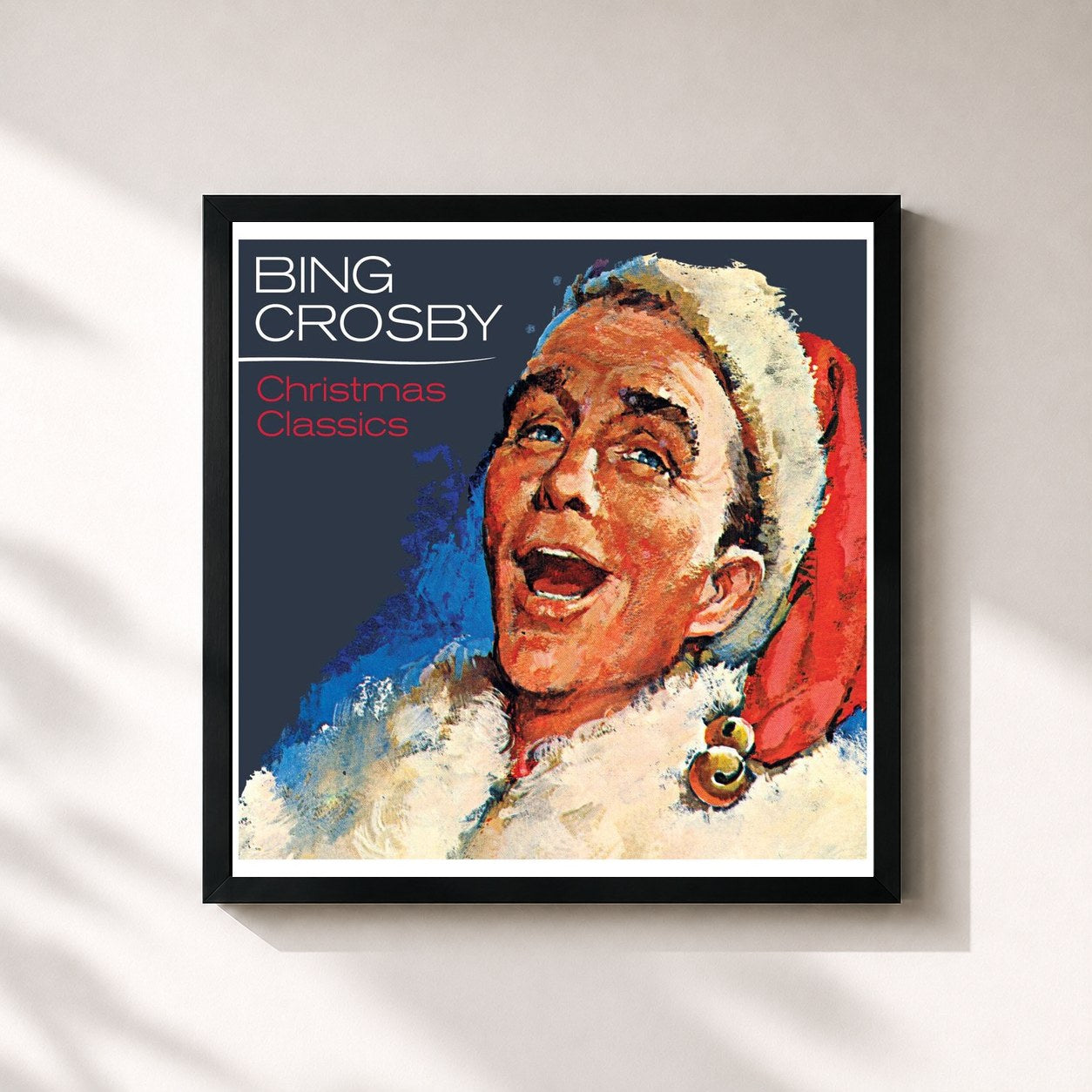 #noir Tableau carré de l'album Bing Crosby - Christmas Classics de Bing Crosby, cadre noir 32x32 cm