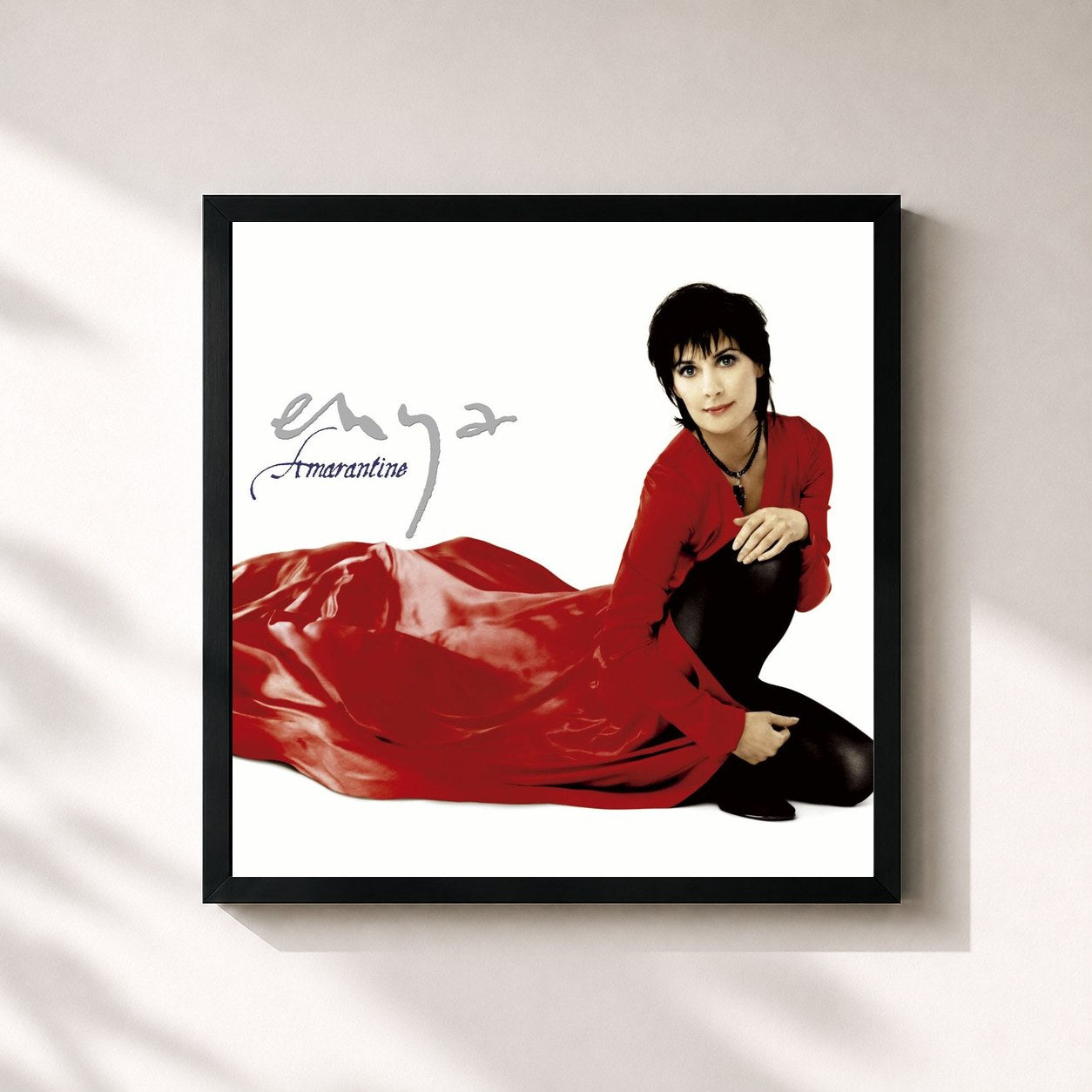 #noir Tableau carré de l'album Amarantine de Enya, cadre noir 32x32 cm