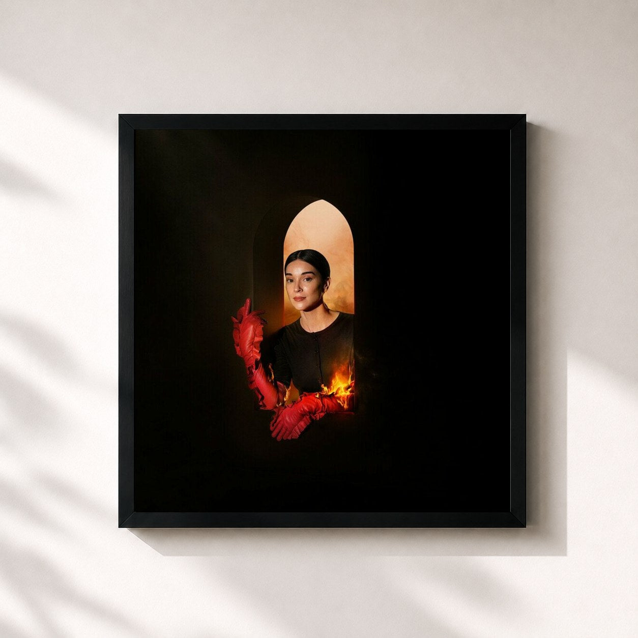 #noir Tableau carré de l'album Todos Nacen Gritando de St. Vincent, cadre noir 32x32 cm