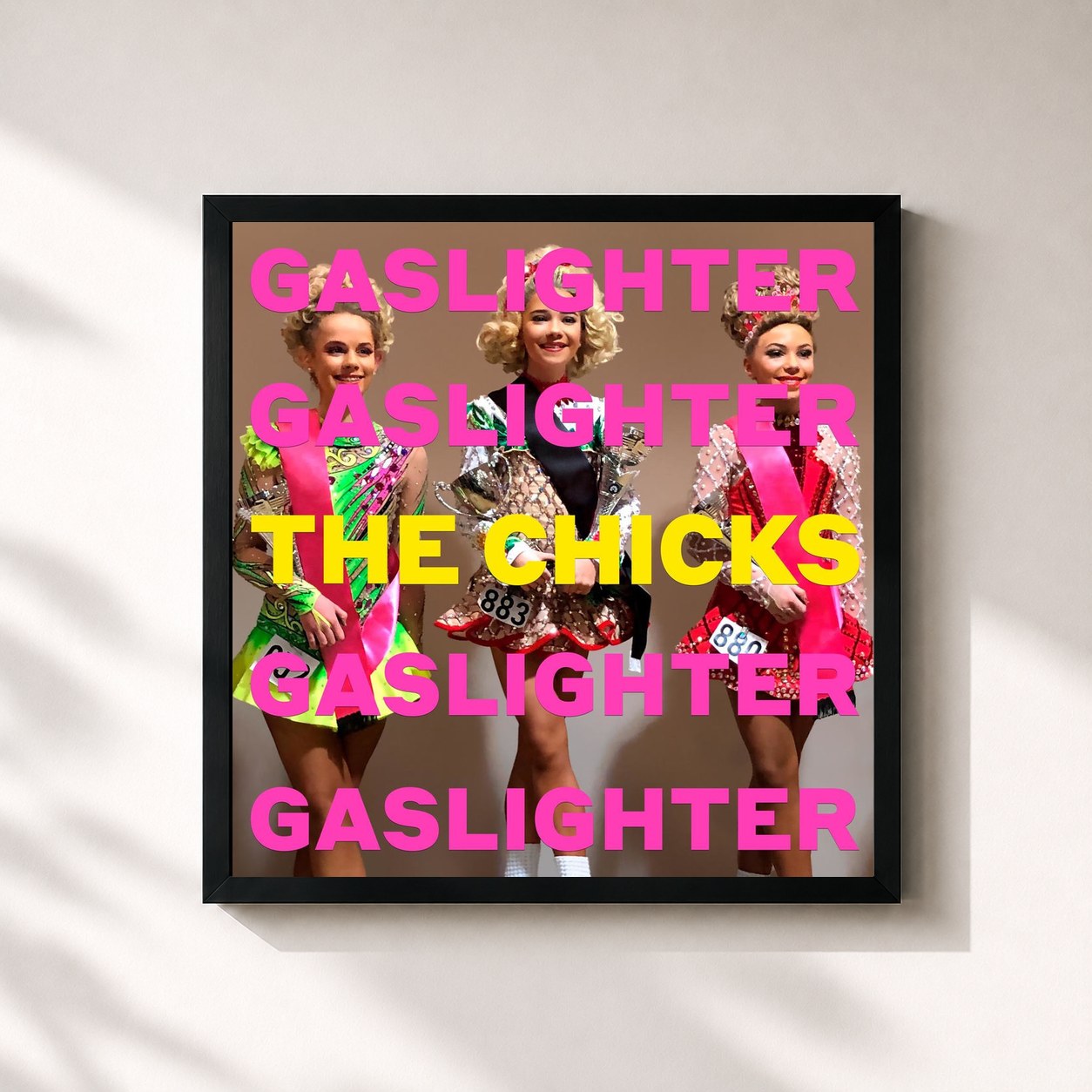 #noir Tableau carré de l'album Gaslighter de The Chicks, cadre noir 32x32 cm