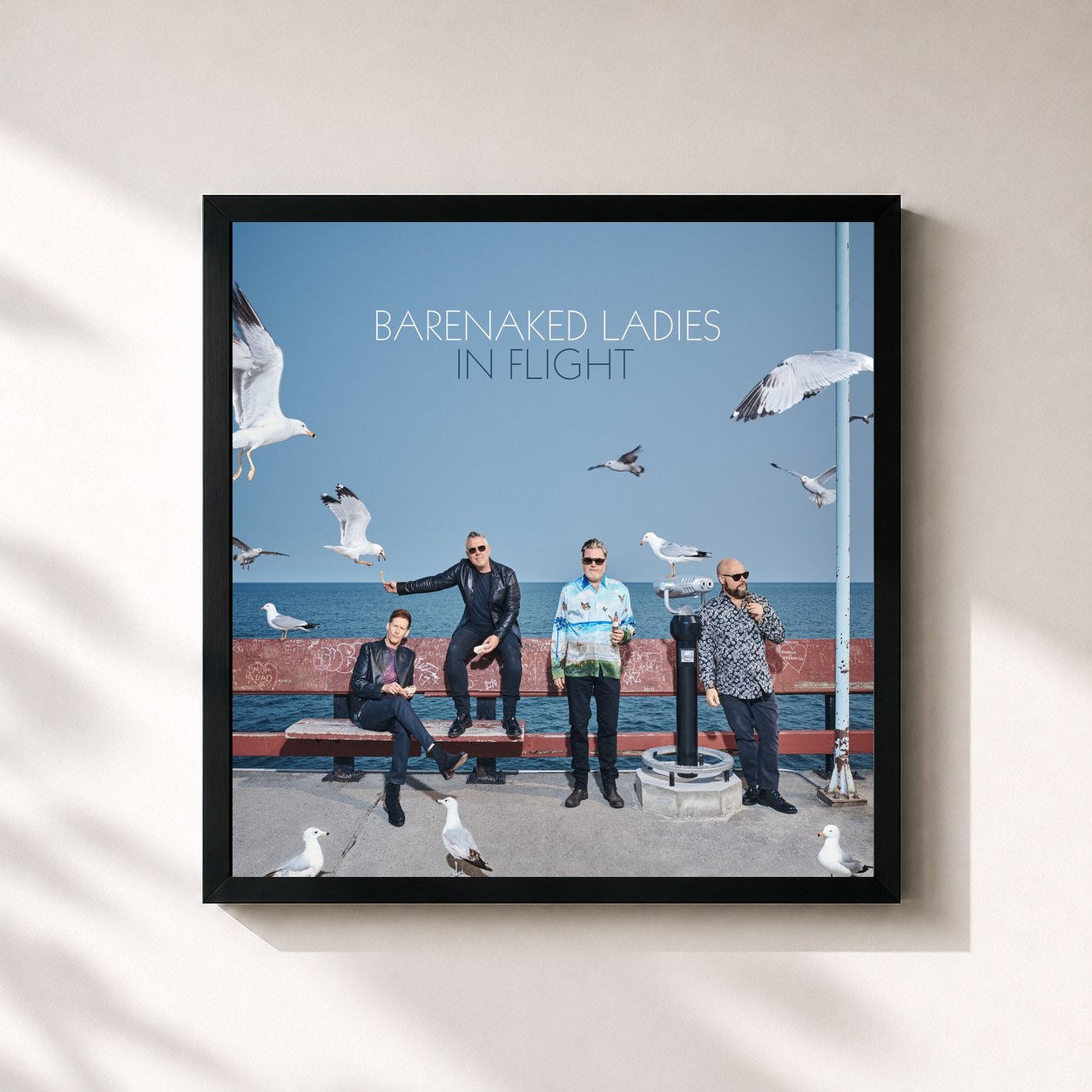 #noir Tableau carré de l'album In Flight de Barenaked Ladies, cadre noir 32x32 cm