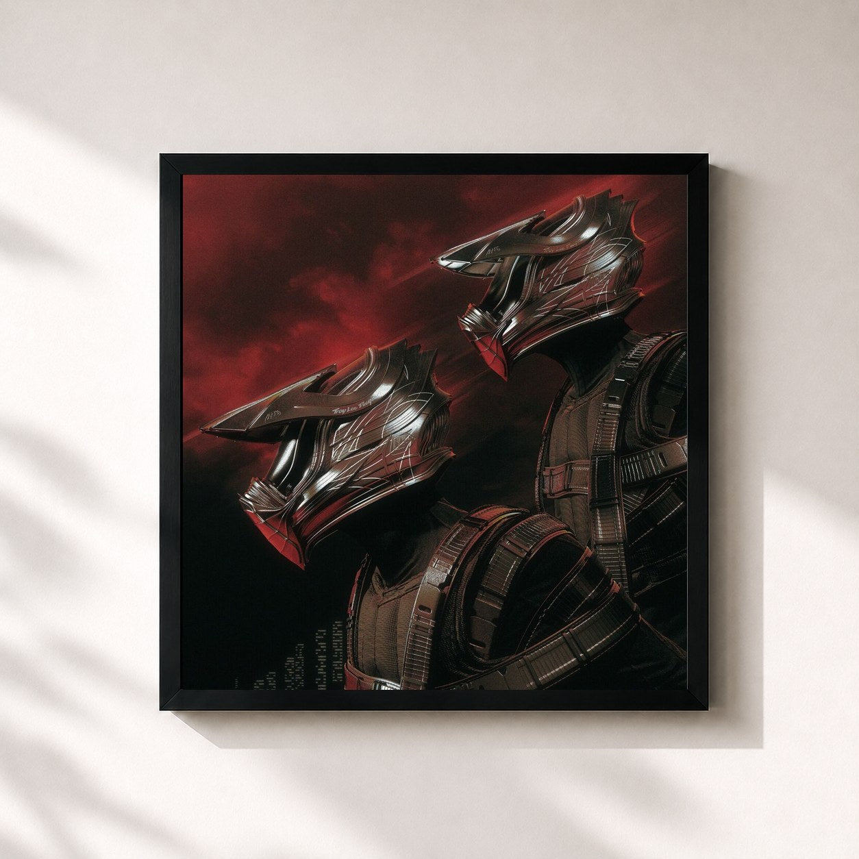 #noir Tableau carré de l'album Night Ride I & II de Roshi, cadre noir 32x32 cm
