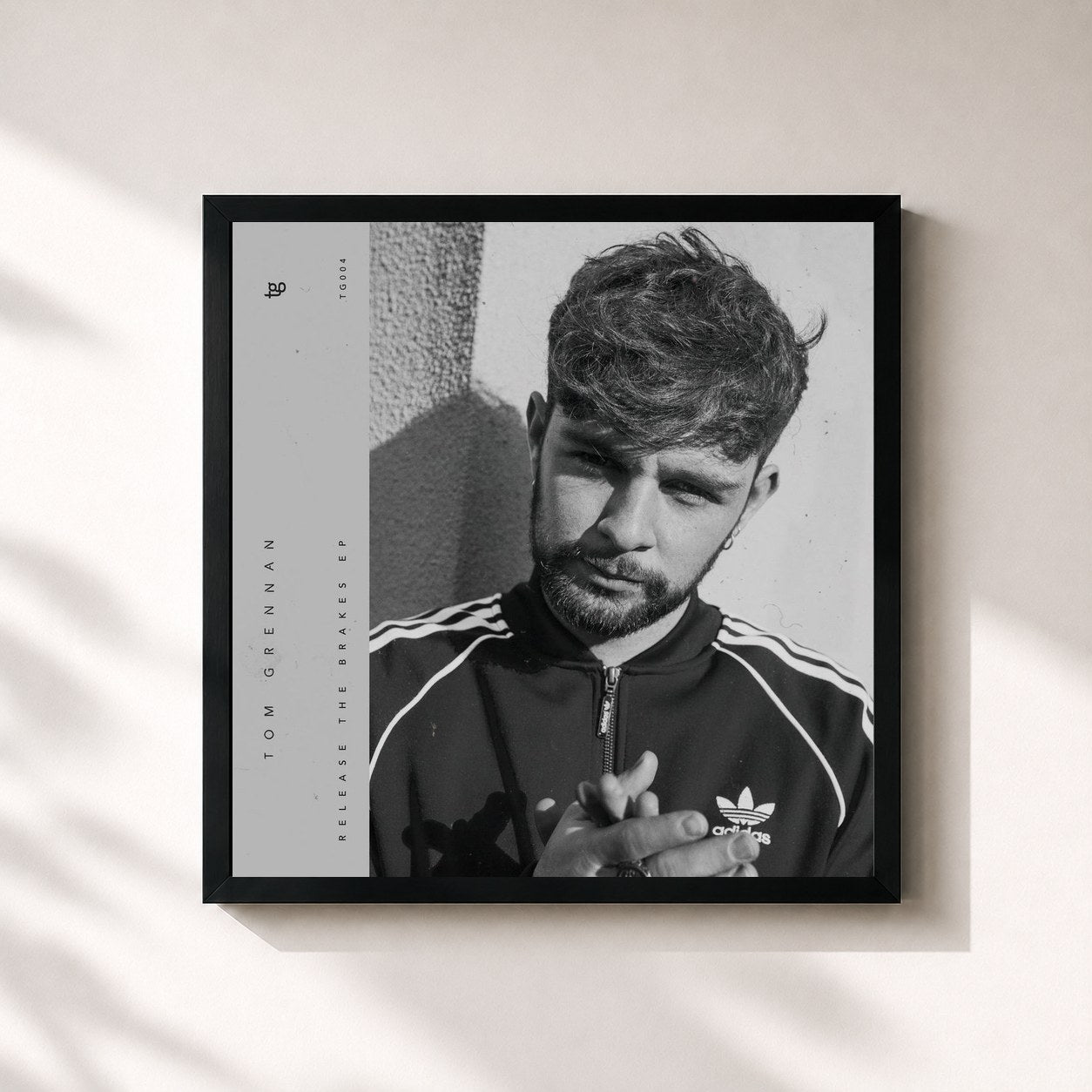 #noir Tableau carré de l'album Release the Brakes - EP de Tom Grennan, cadre noir 32x32 cm