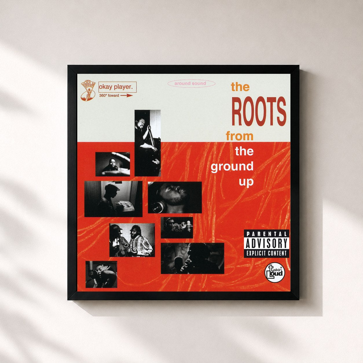 #noir Tableau carré de l'album From The Ground Up de The Roots, cadre noir 32x32 cm