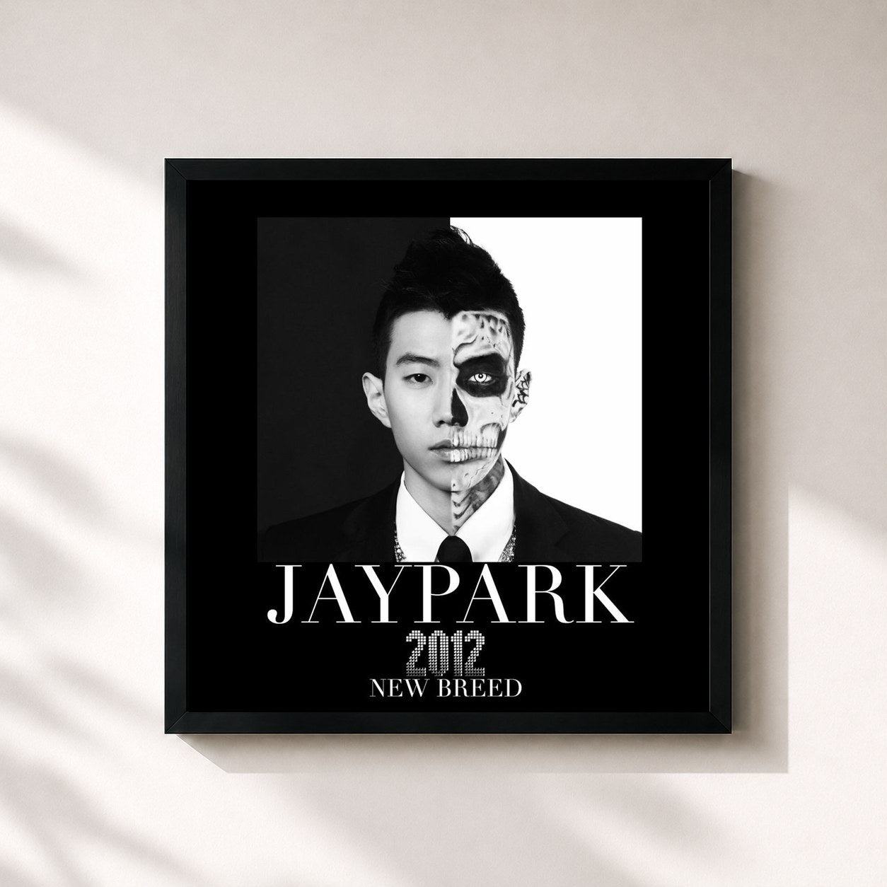 #noir Tableau carré de l'album New Breed de Jay Park, cadre noir 32x32 cm