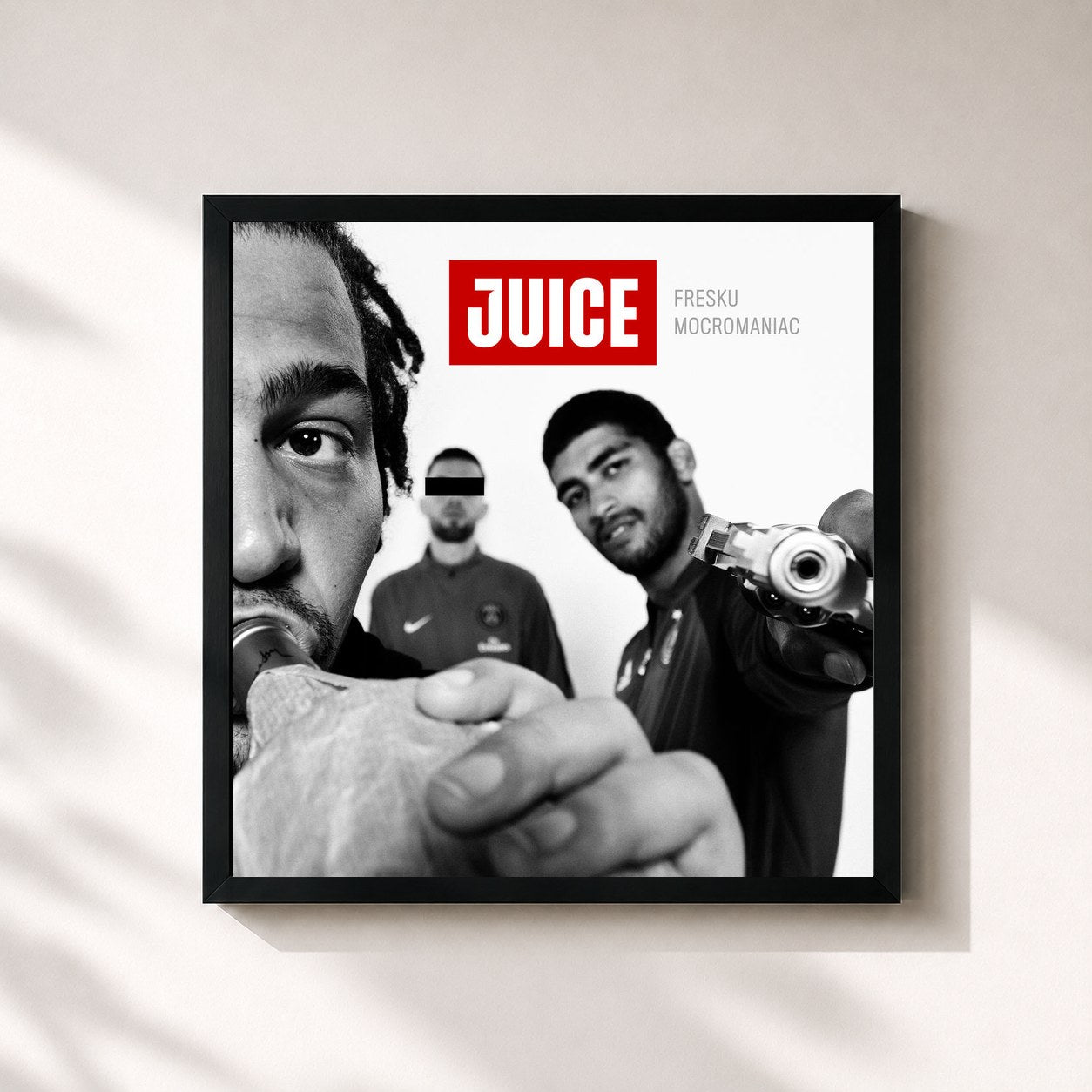 #noir Tableau carré de l'album Juice de Fresku, cadre noir 32x32 cm