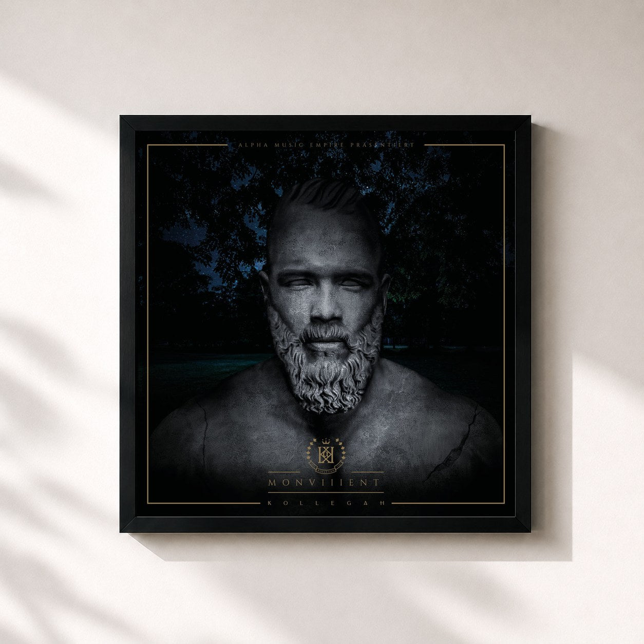 #noir Tableau carré de l'album Monument de Kollegah, cadre noir 32x32 cm