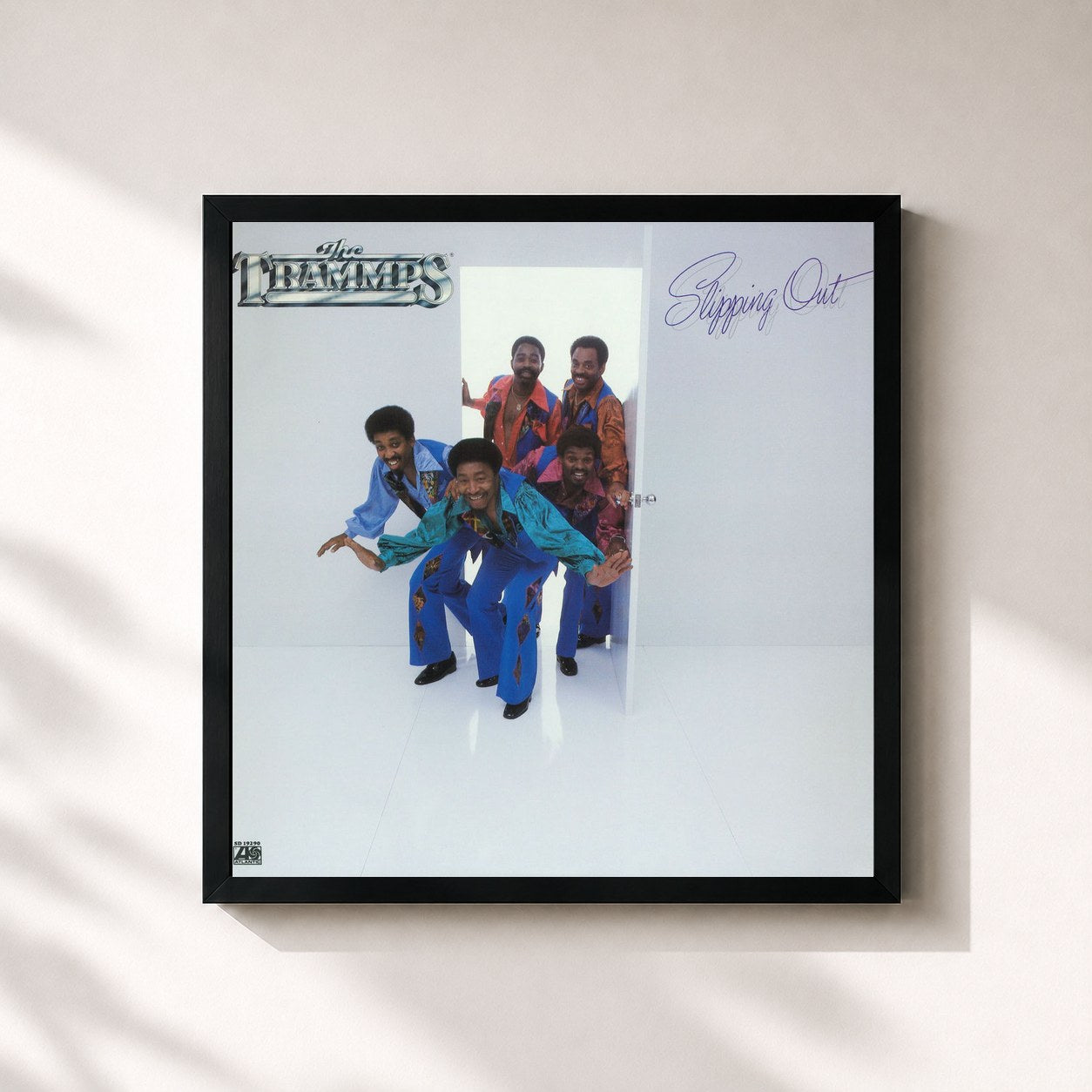 #noir Tableau carré de l'album Slipping Out de The Trammps, cadre noir 32x32 cm