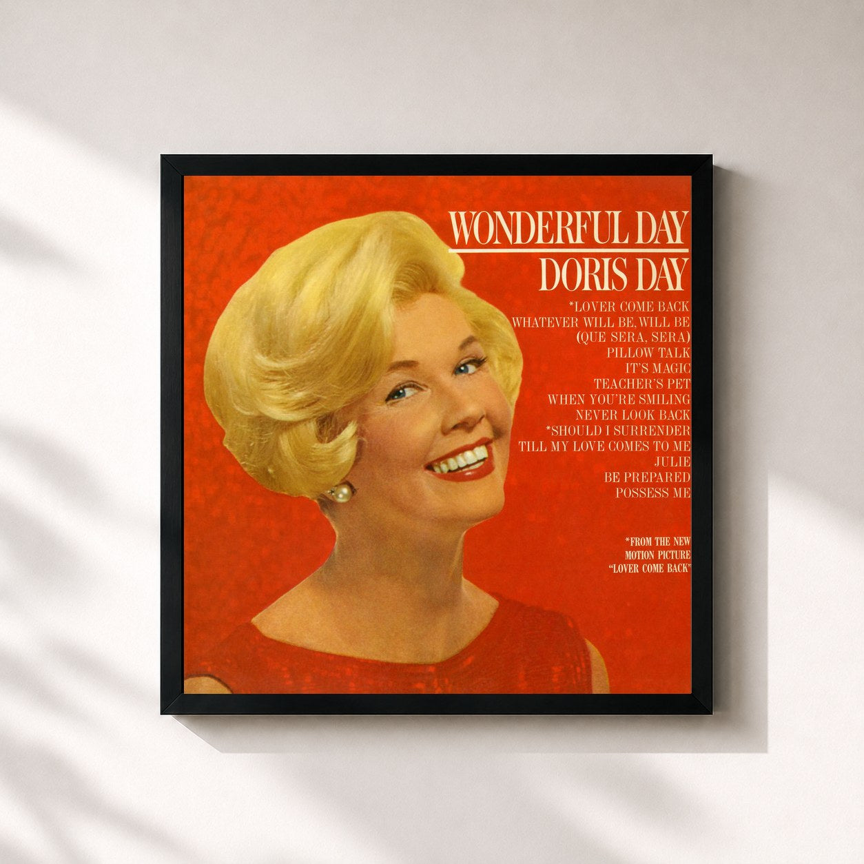 #noir Tableau carré de l'album Wonderful Day (Bonus Track Version) de Doris Day, cadre noir 32x32 cm