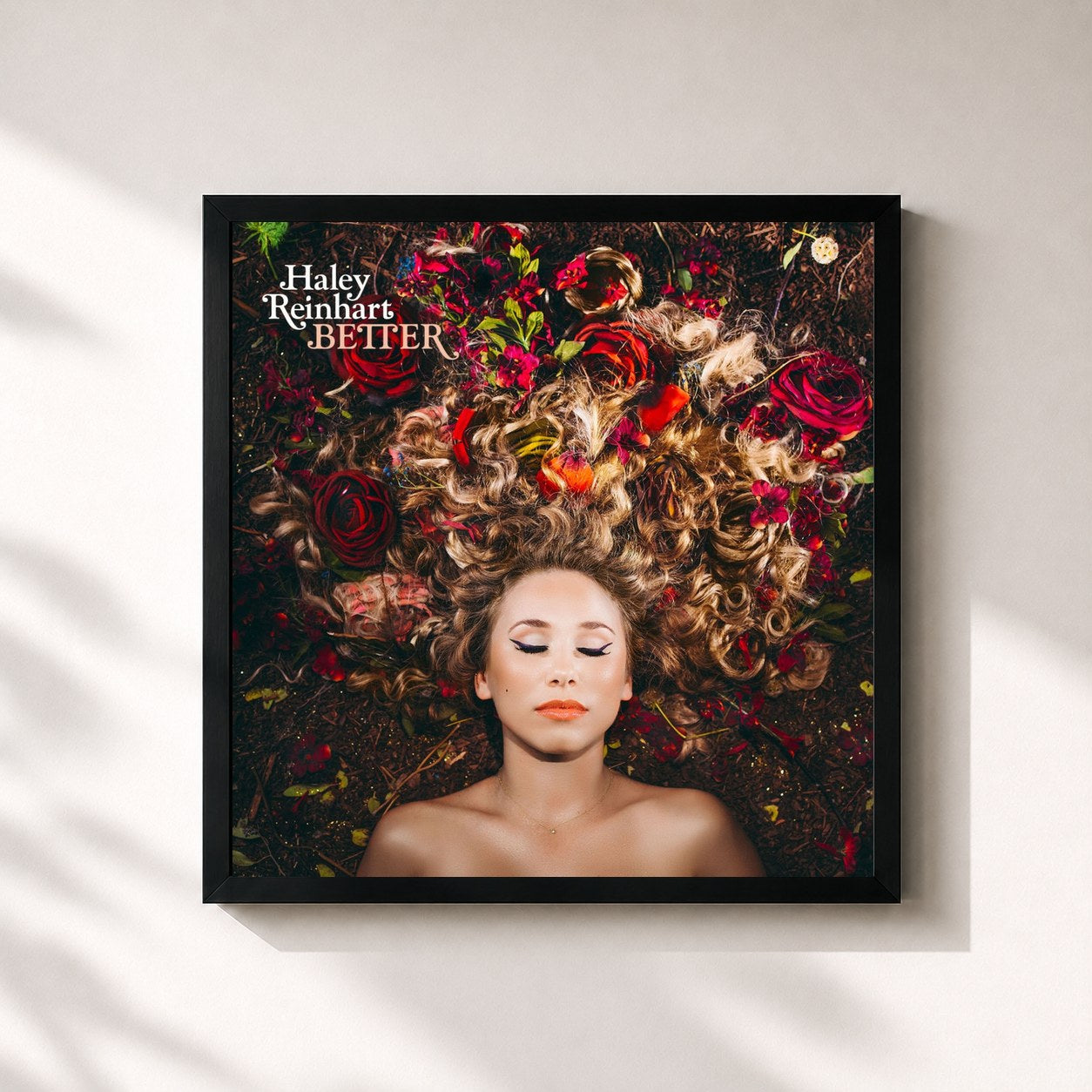 #noir Tableau carré de l'album Better de Haley Reinhart, cadre noir 32x32 cm