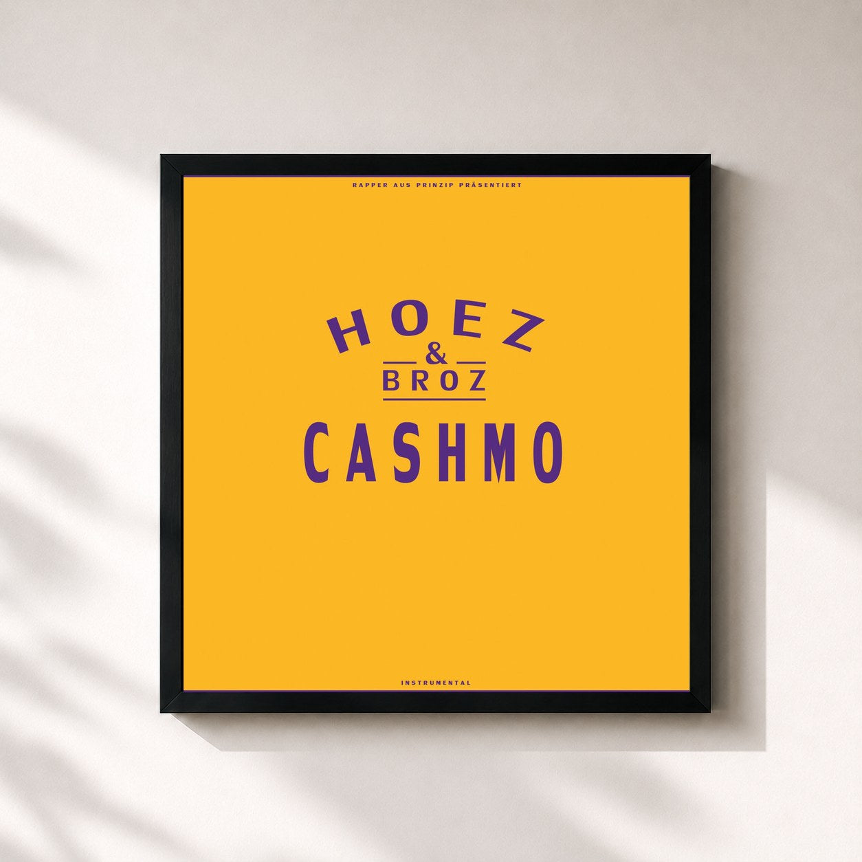 #noir Tableau carré de l'album Hoez & Broz (Instrumentals) de Cashmo, cadre noir 32x32 cm