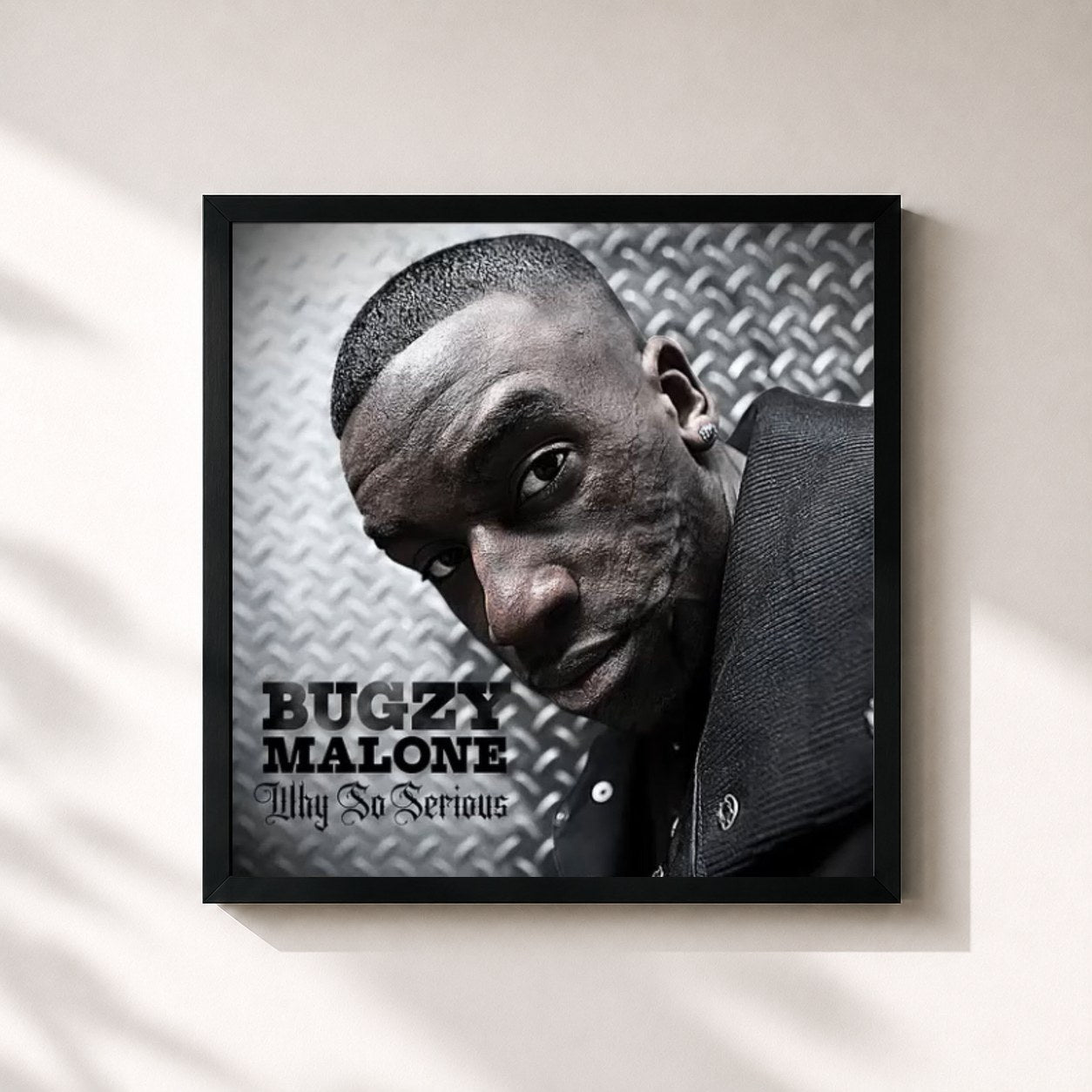 #noir Tableau carré de l'album Why So Serious (Tape 1) de Bugzy Malone, cadre noir 32x32 cm