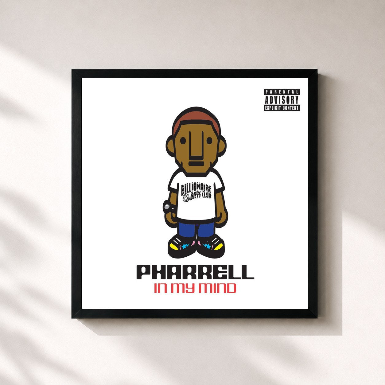 #noir Tableau carré de l'album In My Mind de Pharrell Williams, cadre noir 32x32 cm