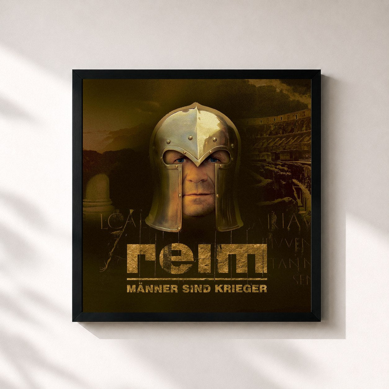 #noir Tableau carré de l'album Männer Sind Krieger de Matthias Reim, cadre noir 32x32 cm