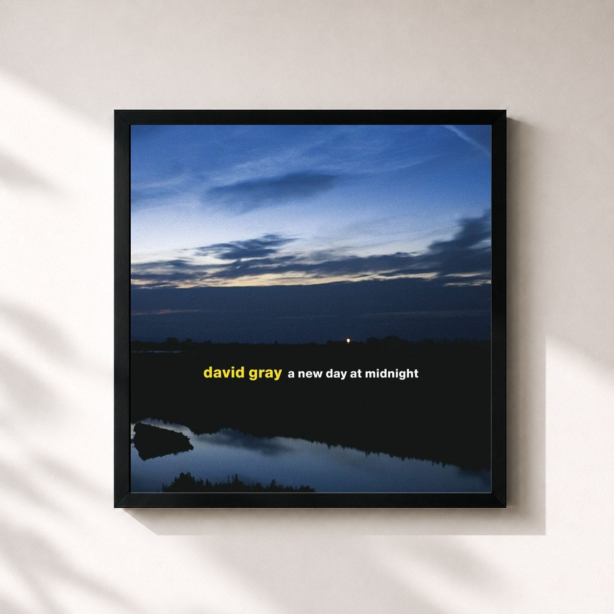 #noir Tableau carré de l'album A New Day At Midnight (Standard CD) de David Gray, cadre noir 32x32 cm
