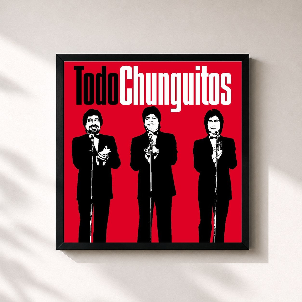 #noir Tableau carré de l'album Todo Chunguitos de Los Chunguitos, cadre noir 32x32 cm