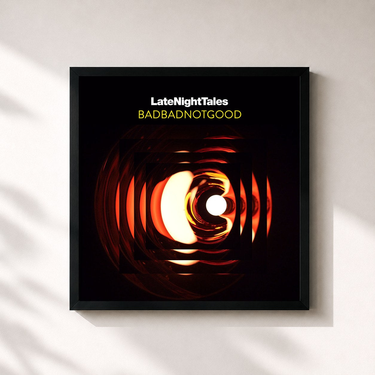 #noir Tableau carré de l'album Late Night Tales: BADBADNOTGOOD de Badbadnotgood, cadre noir 32x32 cm
