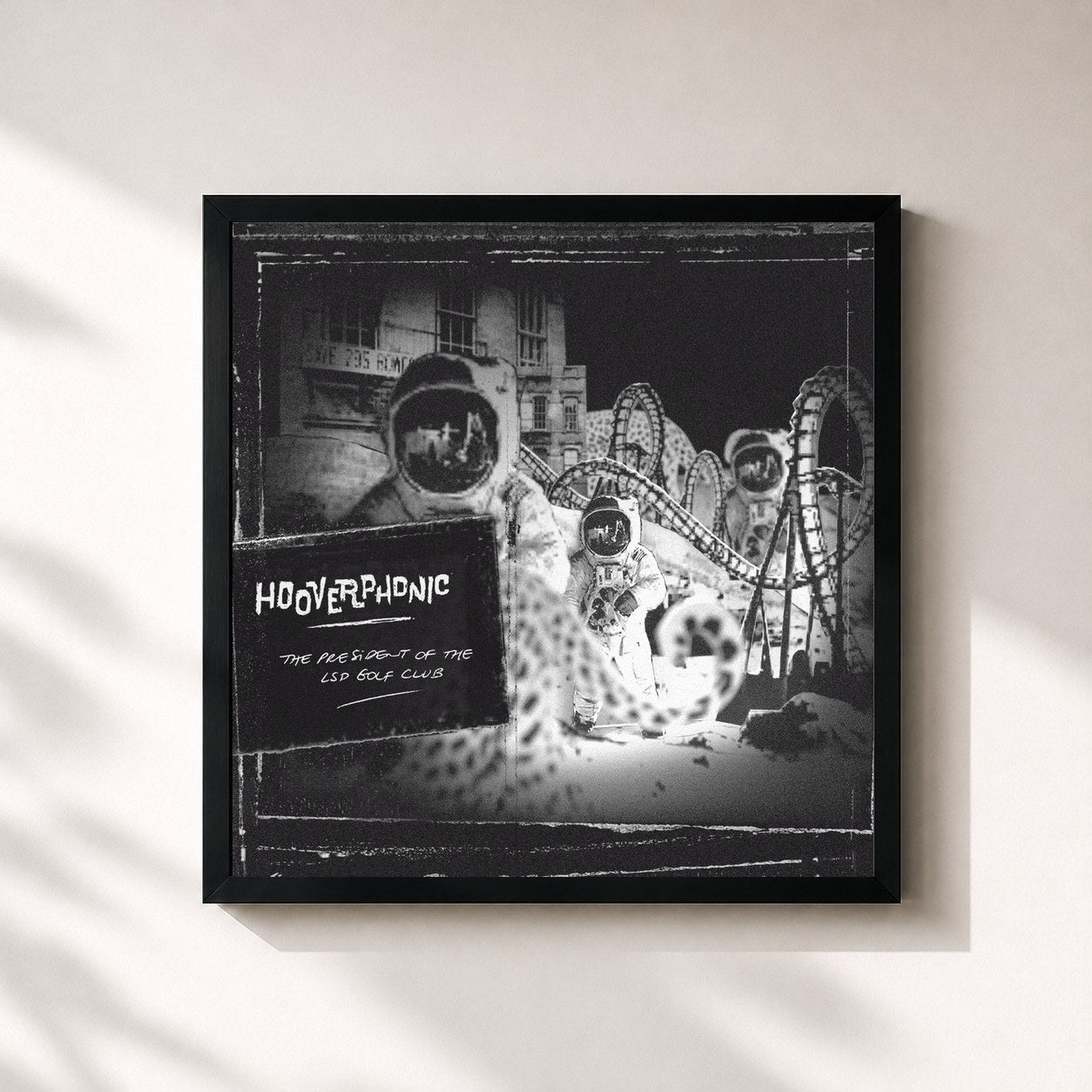 #noir Tableau carré de l'album The President Of The LSD Golf Club de Hooverphonic, cadre noir 32x32 cm