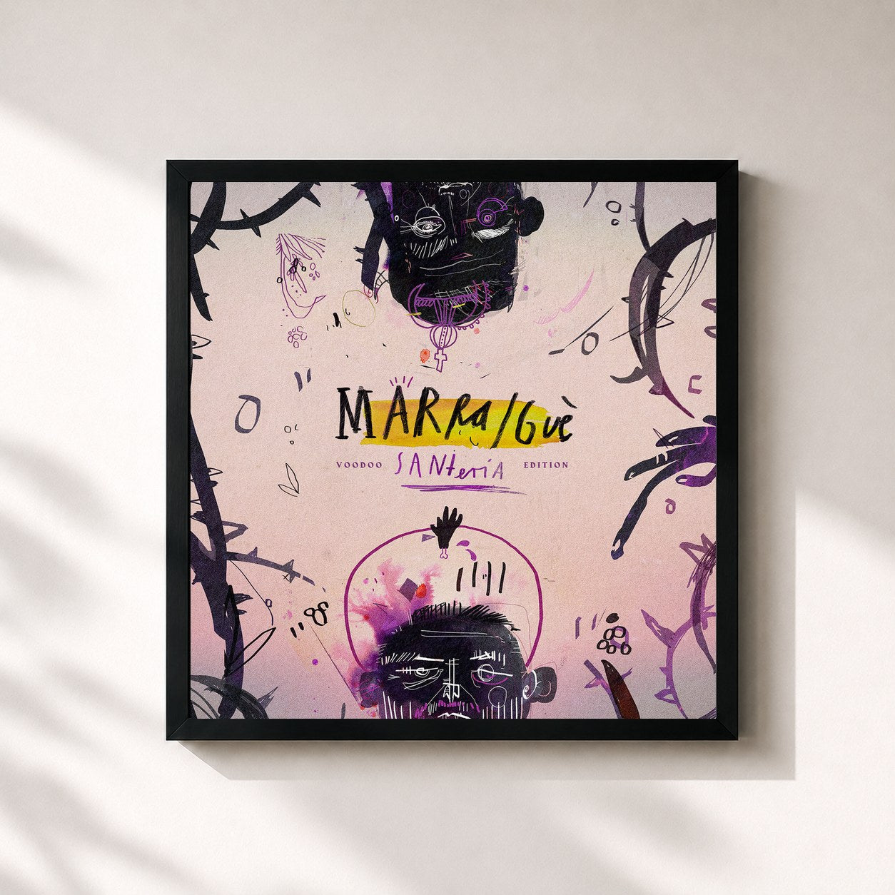 #noir Tableau carré de l'album Santeria (Voodoo Edition) de Marracash, cadre noir 32x32 cm