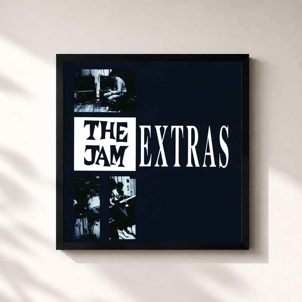 #noir Tableau carré de l'album Extras de The Jam, cadre noir 32x32 cm