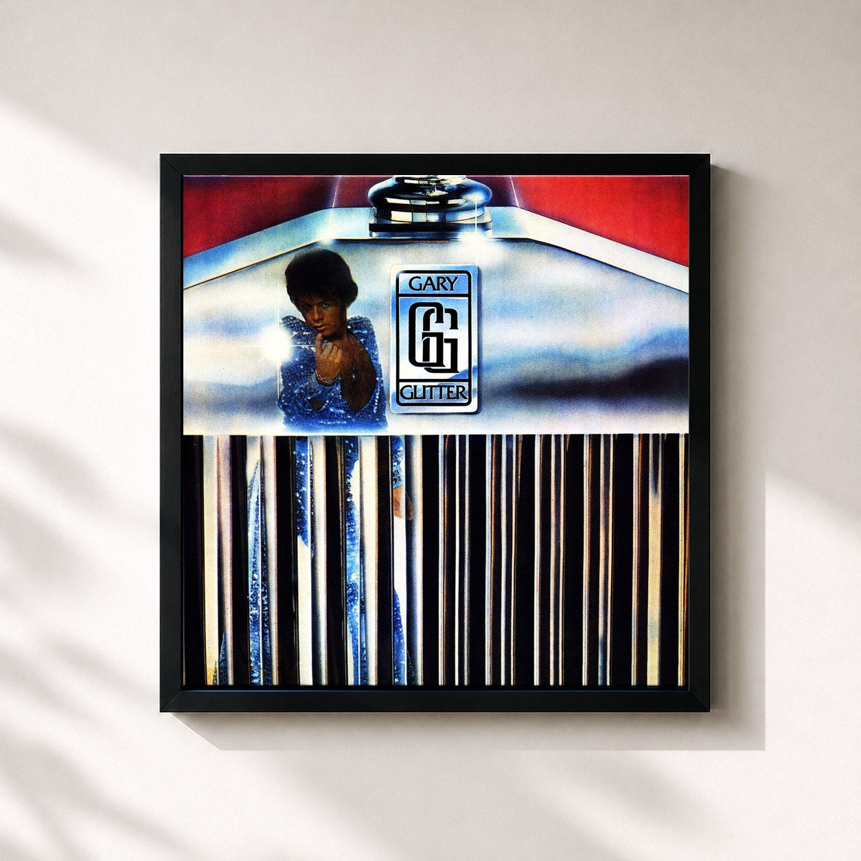 #noir Tableau carré de l'album GG de Gary Glitter, cadre noir 32x32 cm