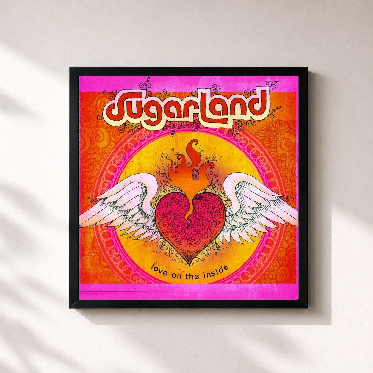 #noir Tableau carré de l'album Love On The Inside de Sugarland, cadre noir 32x32 cm