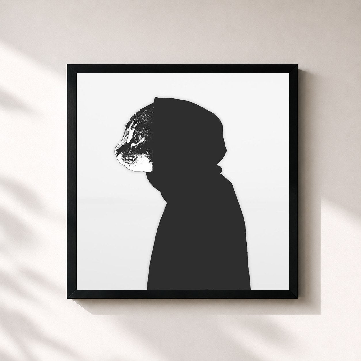 #noir Tableau carré de l'album Life de Mr.Kitty, cadre noir 32x32 cm